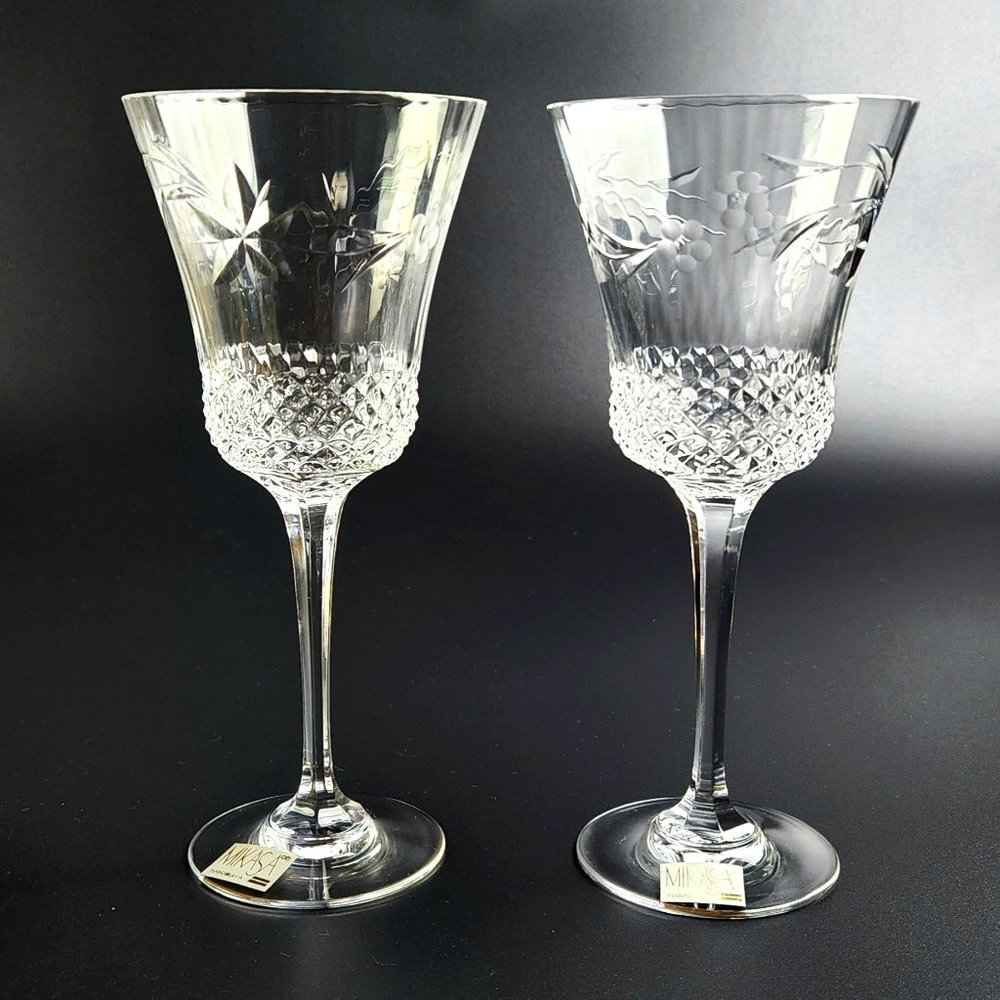 Vintage Wine Glass Wisteria by MIKASA - 7 5/8" Tall - Set of 2
